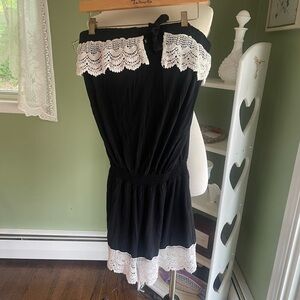 VENUS Black and White Lace Trim One piece Short outfit M